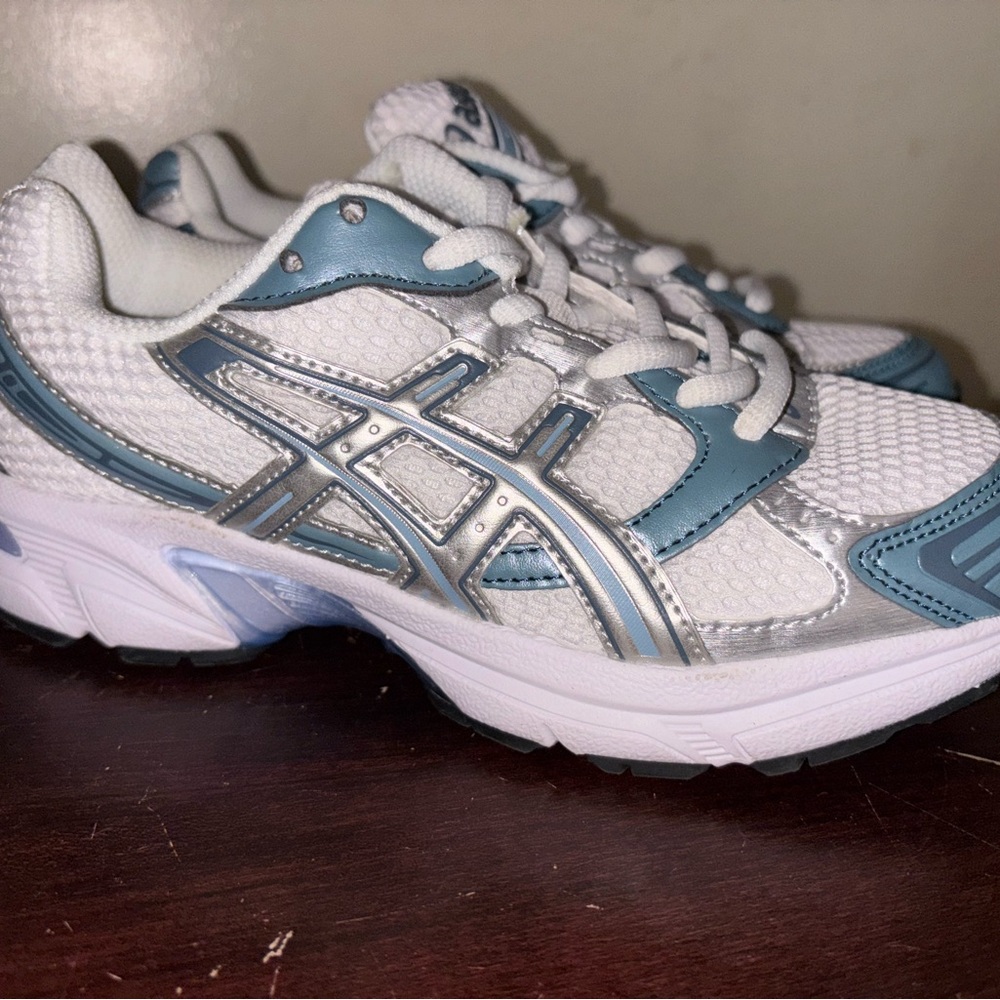 ASICS White and Blue Running Shoes